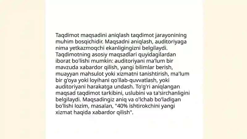 Taqdimot tayyorlash va taqdim etish usul va vositalari 4