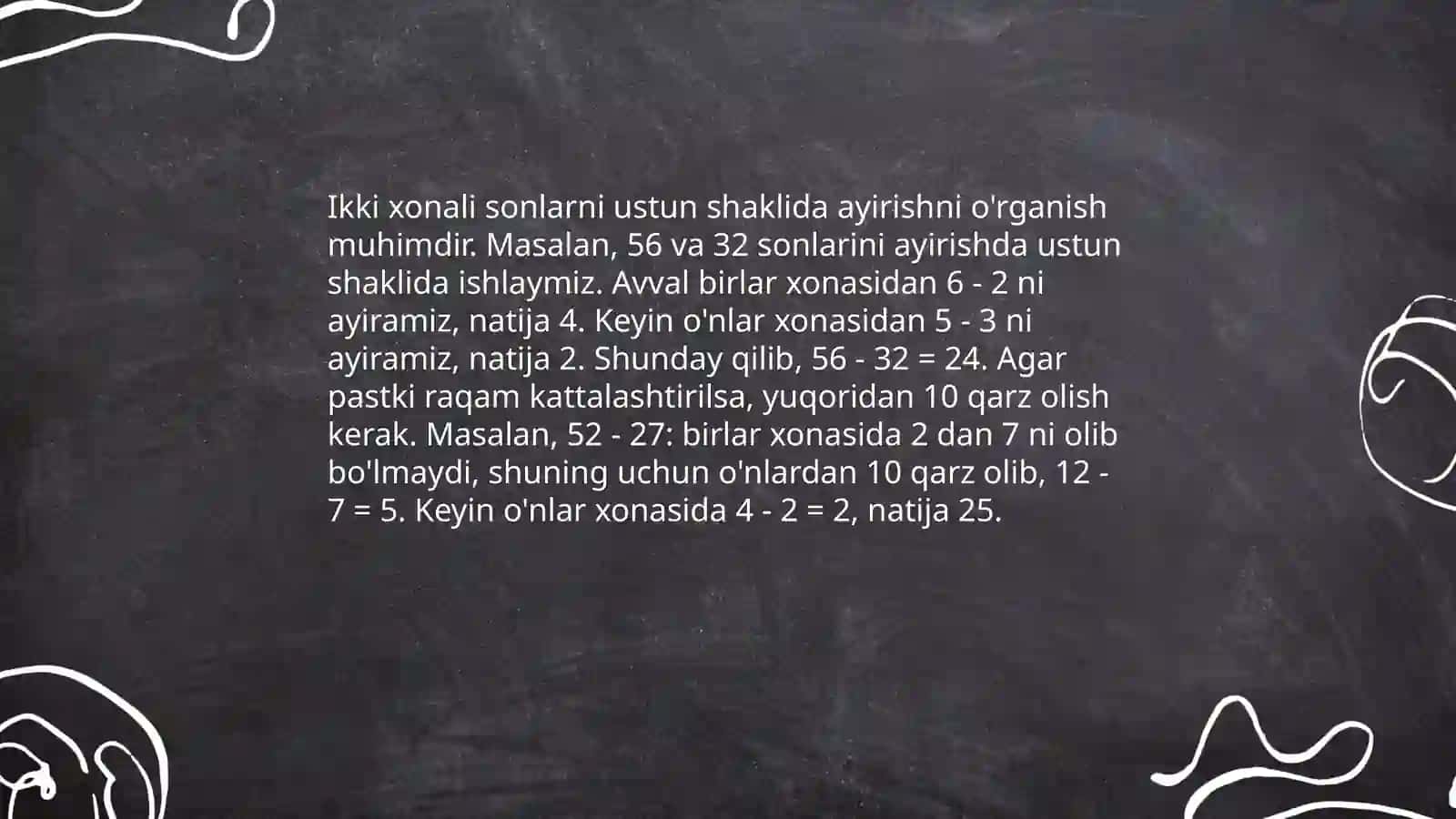 Ustun shaklida sonlarni ayirish 4