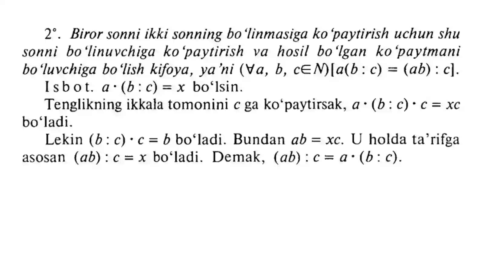 Nomanfiy butun sonni natural songa bo‘lishning ta’rifi, uning mavjudligi va yagonaligi 4