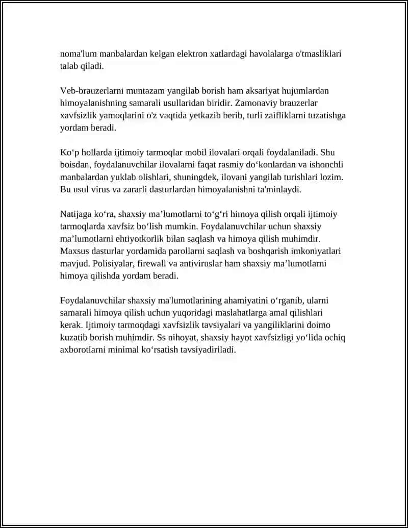IJTIMOIY TARMOQLARDA AXBOROT XAVFSIZLIGIGA 4