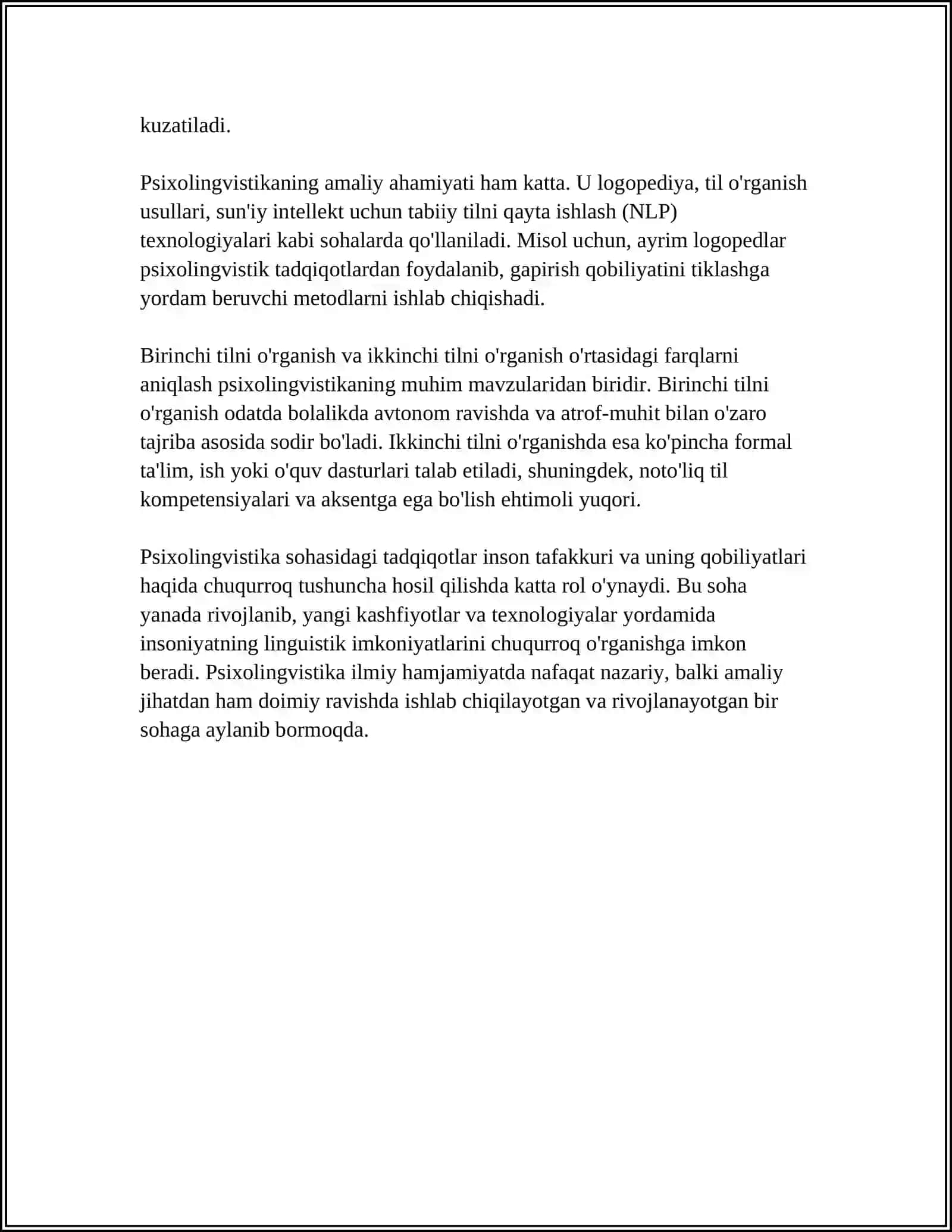 MUSTAQIL ISH Mavzu: PSIXOLINGVISTIKANING ASOSIY TUSHUNCHALARI 4