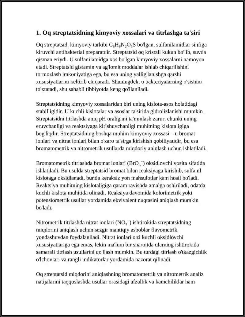 OQ STREPTATSID MIQDORINI ANIQLASH 4