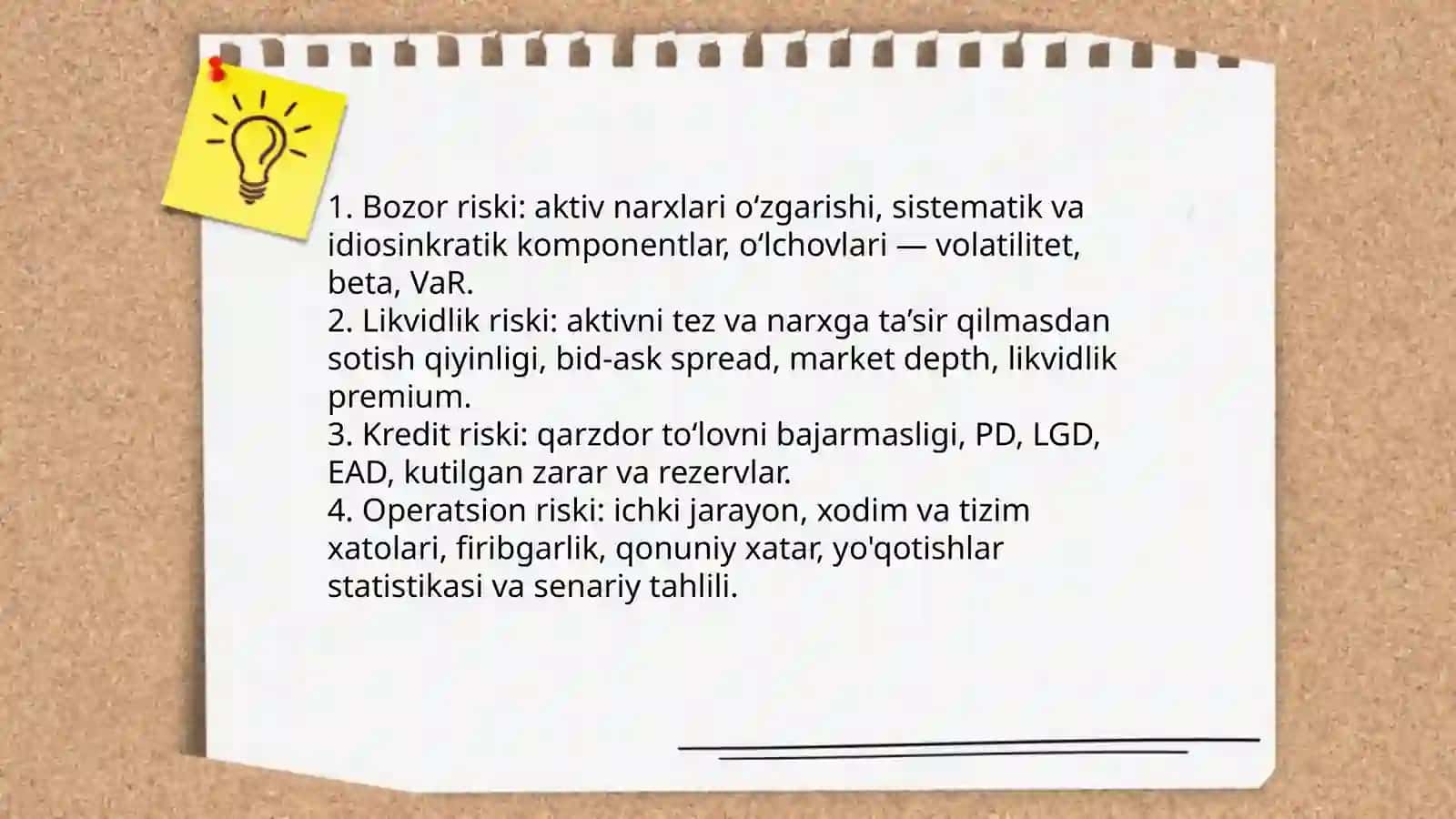 Portfel riski tushunchasi va baholash usullari 4