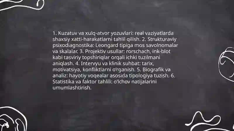 K.Leongardning xarakterni oʻrganilishi usullarini aniqlash va tahlil qilish 4