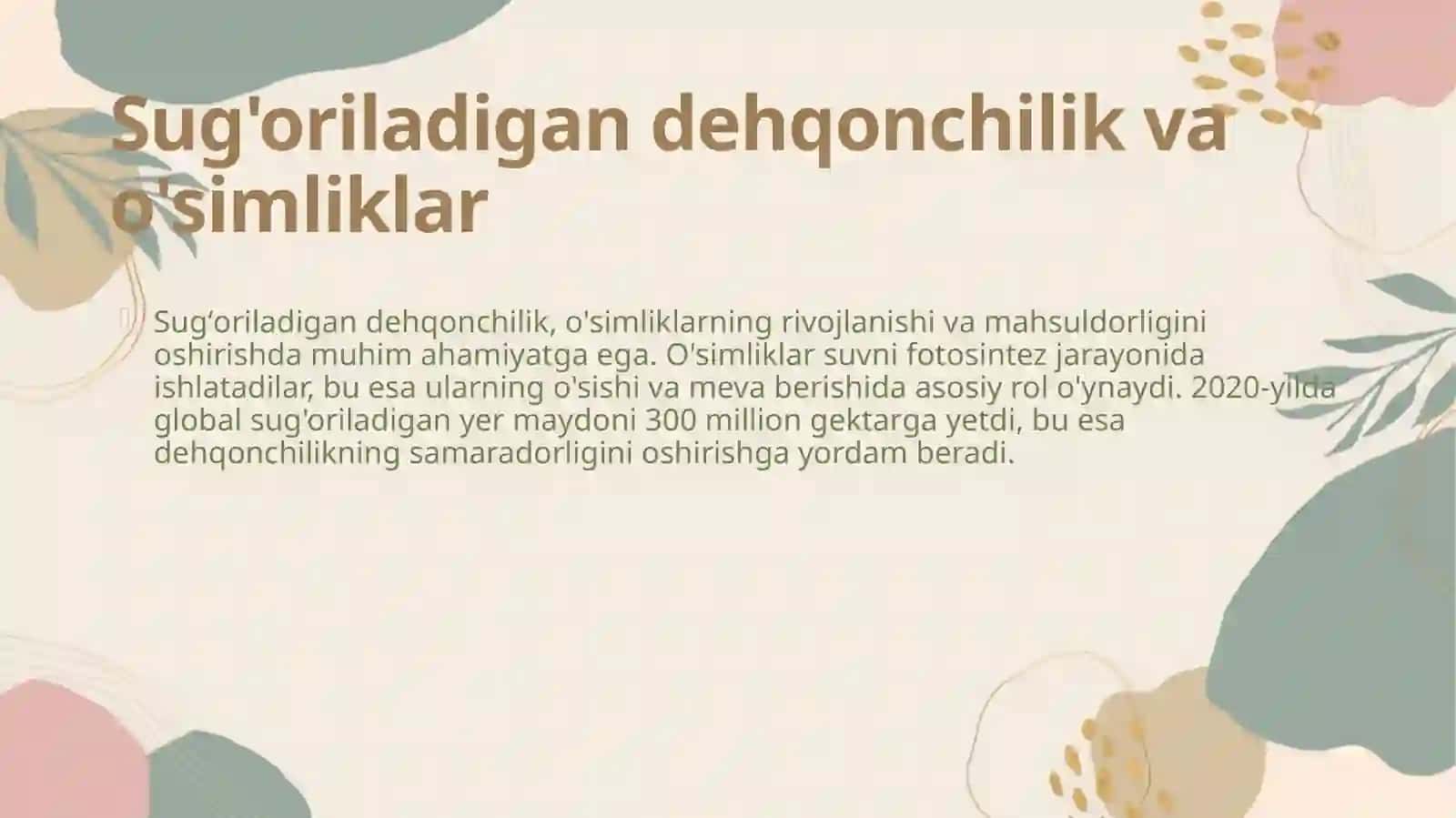 Sugʻoriladigan dehqonchilikning fiziologik asoslari 4