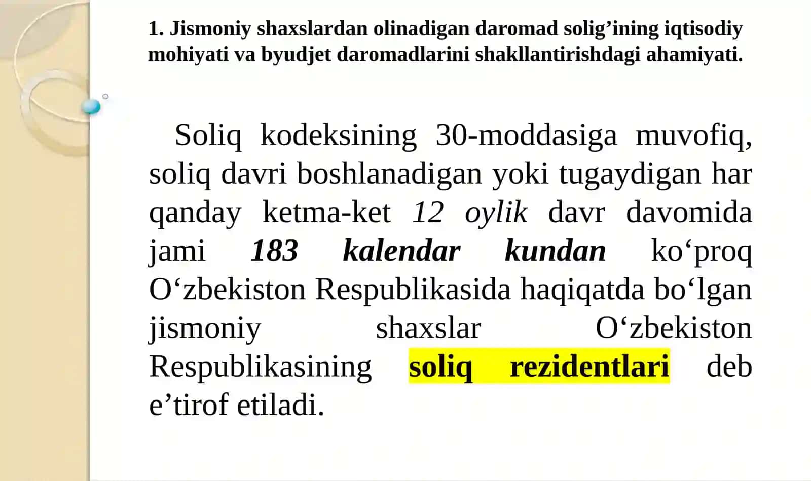 Jismoniy shaxslardan olinadigan mol-mulk solig'i solish bazasi va soliq stavkalar 4