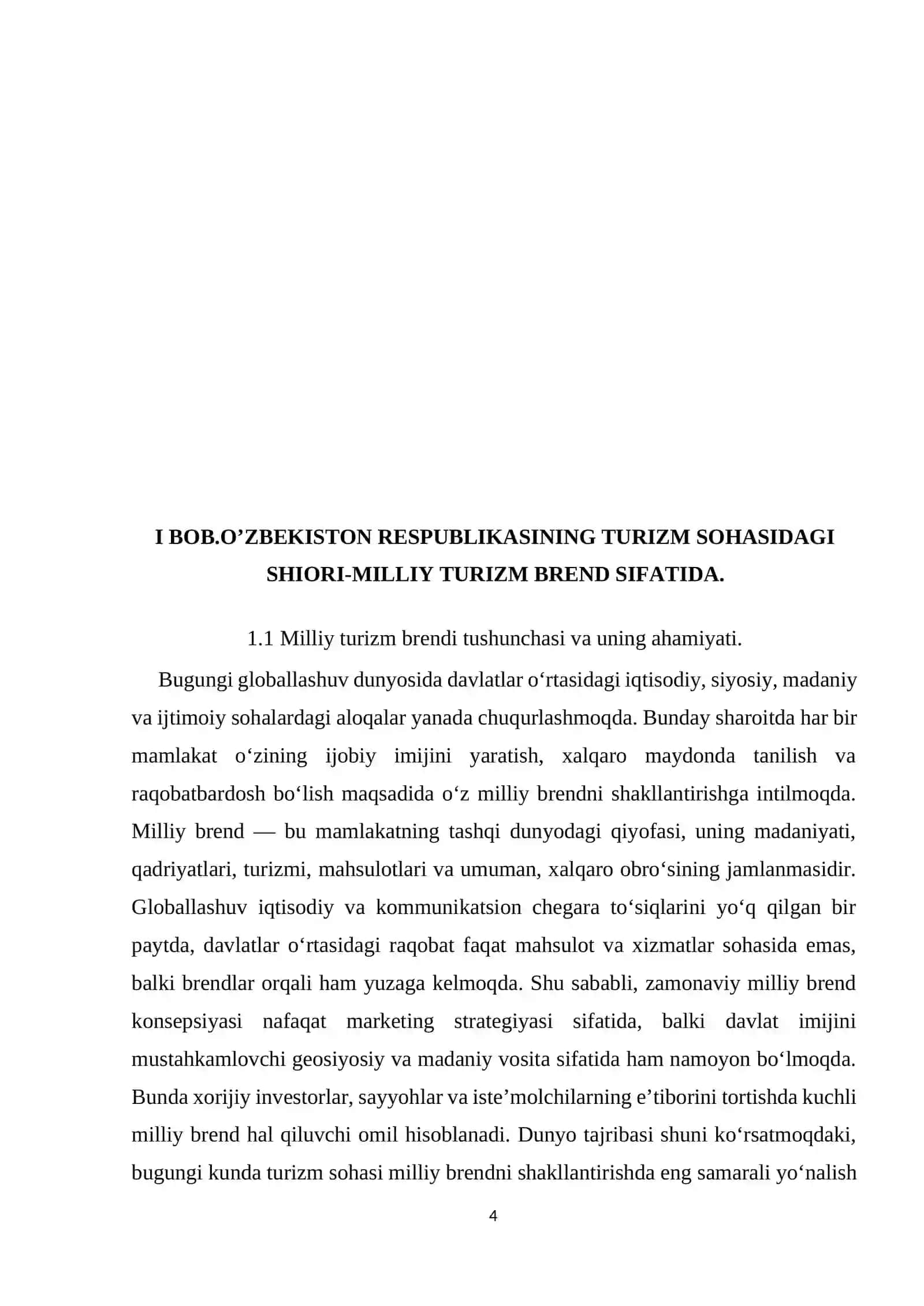O’ZBEKISTON RESPUBLIKASINING TURIZM SOHASIDAGI SHIORI-MILLIY TURIZM BREND SIFATIDA 4