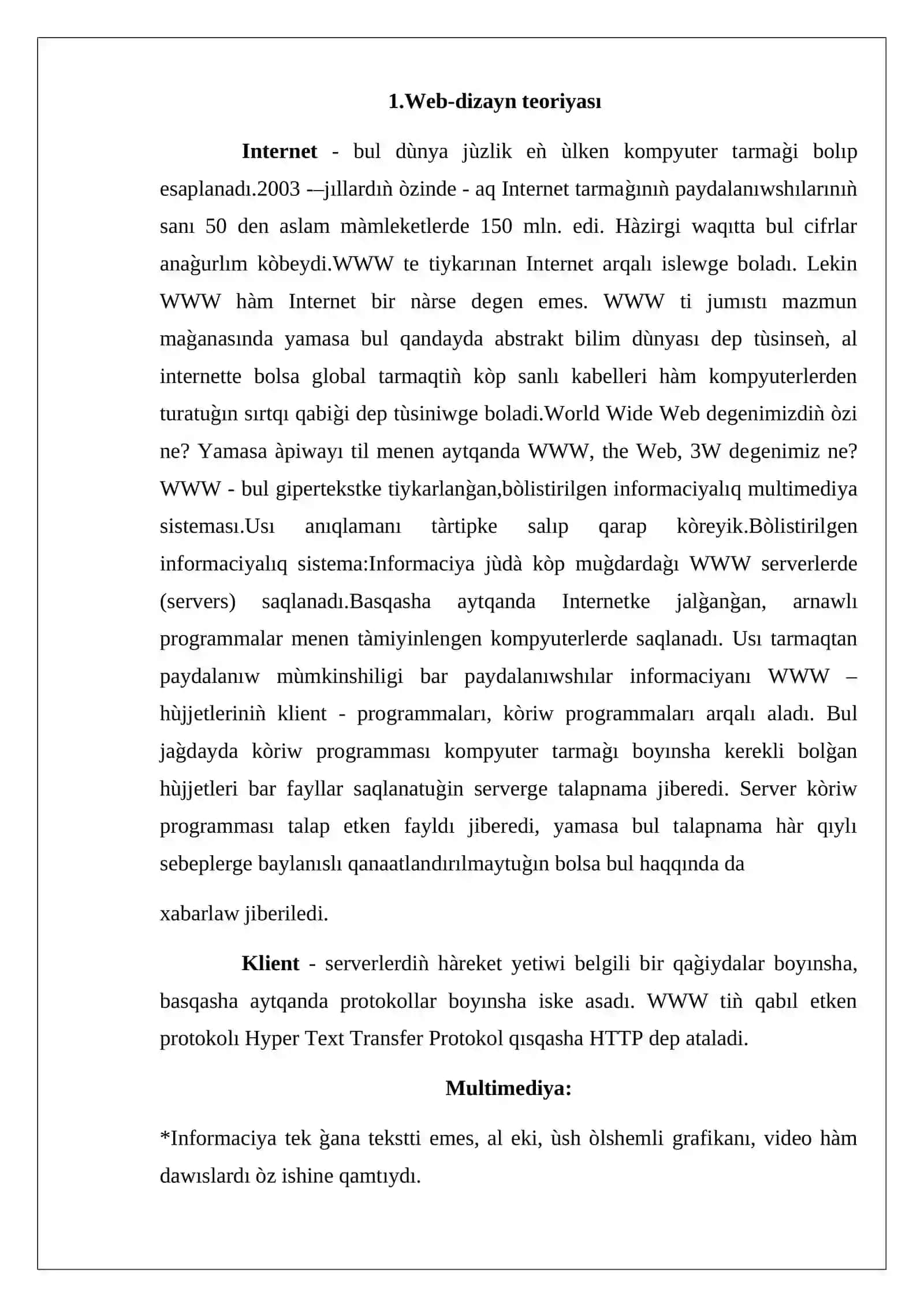 Adobe Dreamweaver programması jàrdeminde vizual tàrizde web-betlerdi jaratıw.Web-sayttı sınap kòriw hàm baspadan shig̀arıw 4