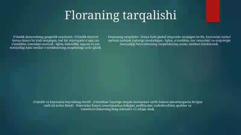 Osimliklar Va Hayvonot Dunyosiga Tavsif 4