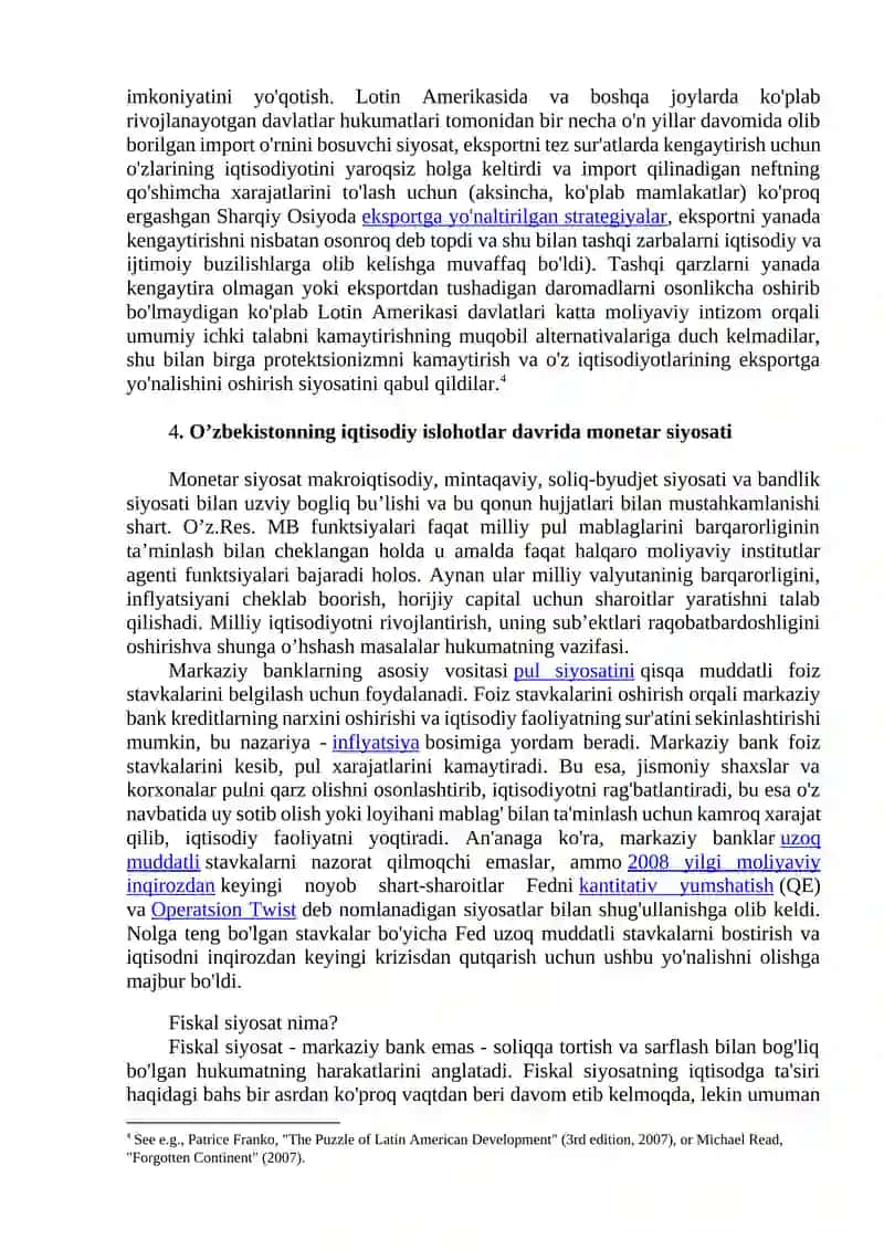 Markazlashgan iqtisodiyotdan bozor iqtisodiyotiga o’tishning makroiqtisodiy muammolari 4