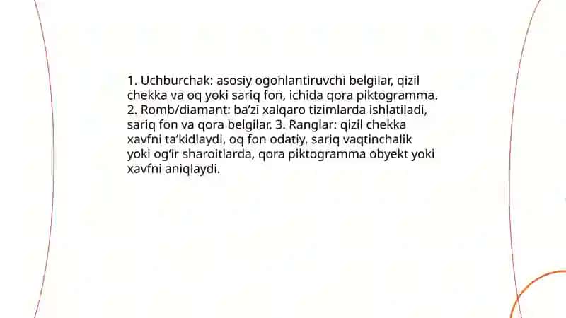 Ogohlantiruvchi va imtiyoz belgilari 4