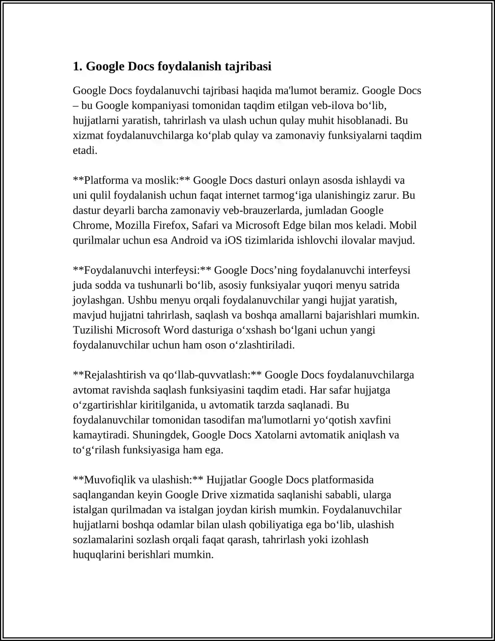 GOOGLE ASBOB-USKUNALARI VA SERVISLARIDAN FOYDALANISH AXBOROT RESURSLARINI YARATISH VA LOYIHALASH 4