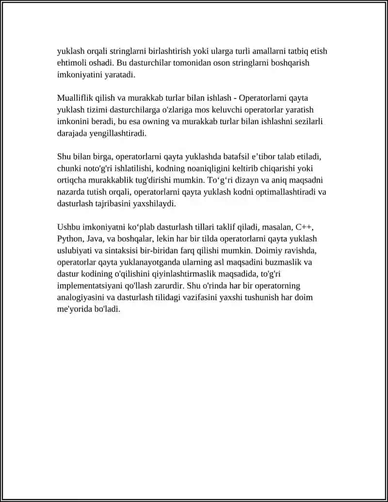 OPERATORLARNI QAYTA YUKLASH 4