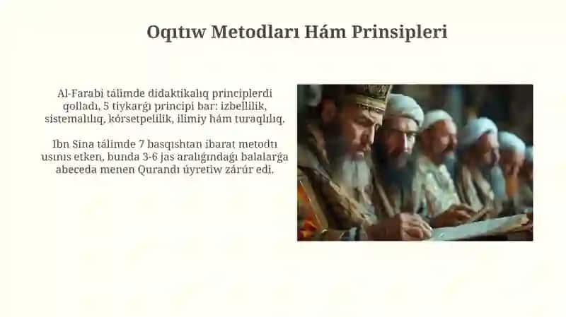 Abu Rayhan Beruniy, Ibn Sina, Al Farabiydin pedagogikaliq kozqarastari 4