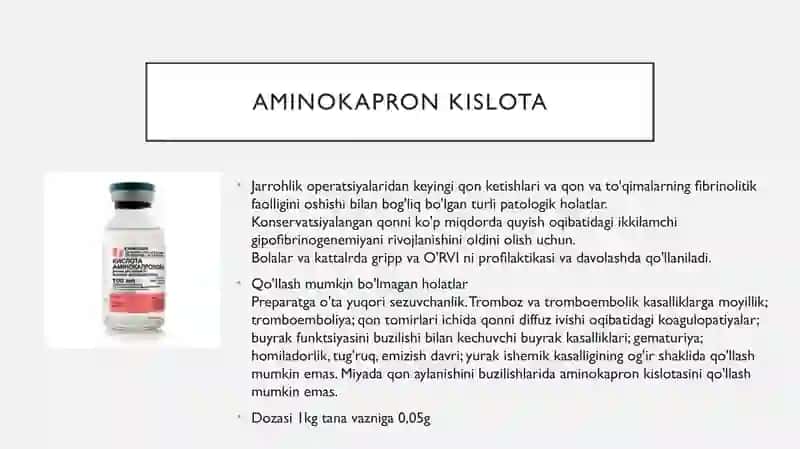 Mahalliy gemostaz uchun zamonaviy dorivositalar 4