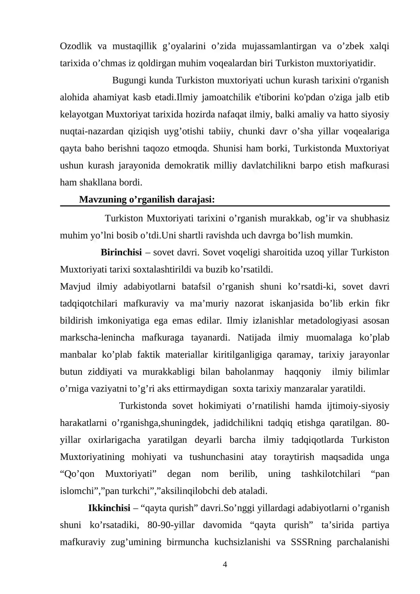Milliy davlatchilik tarixida Turkiston muxtoriyatining o’rni 4