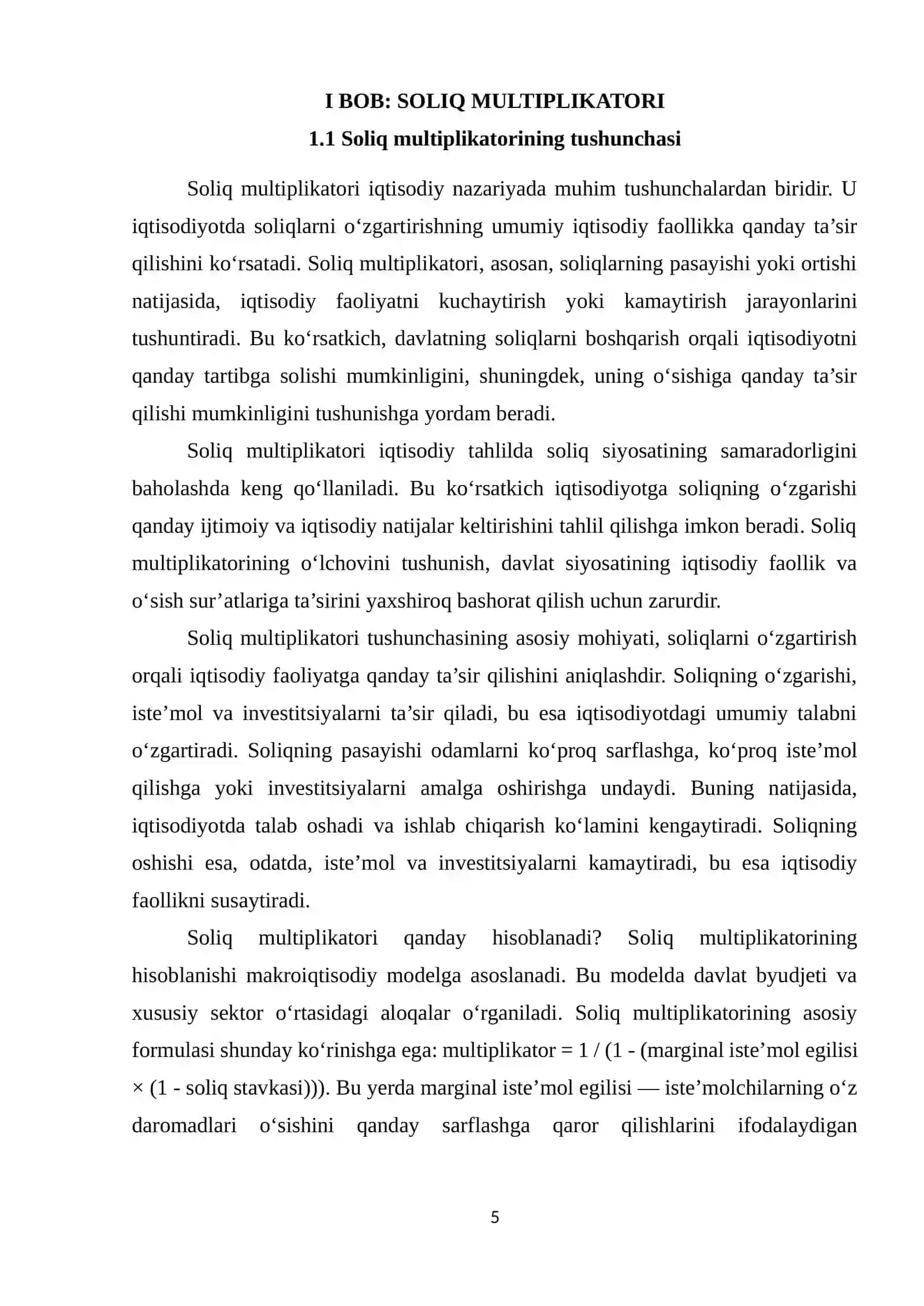 SOLIQ MULTIPLIKATORI, BALANSLASHGAN BUDJET MULTIPLIKATORI 4