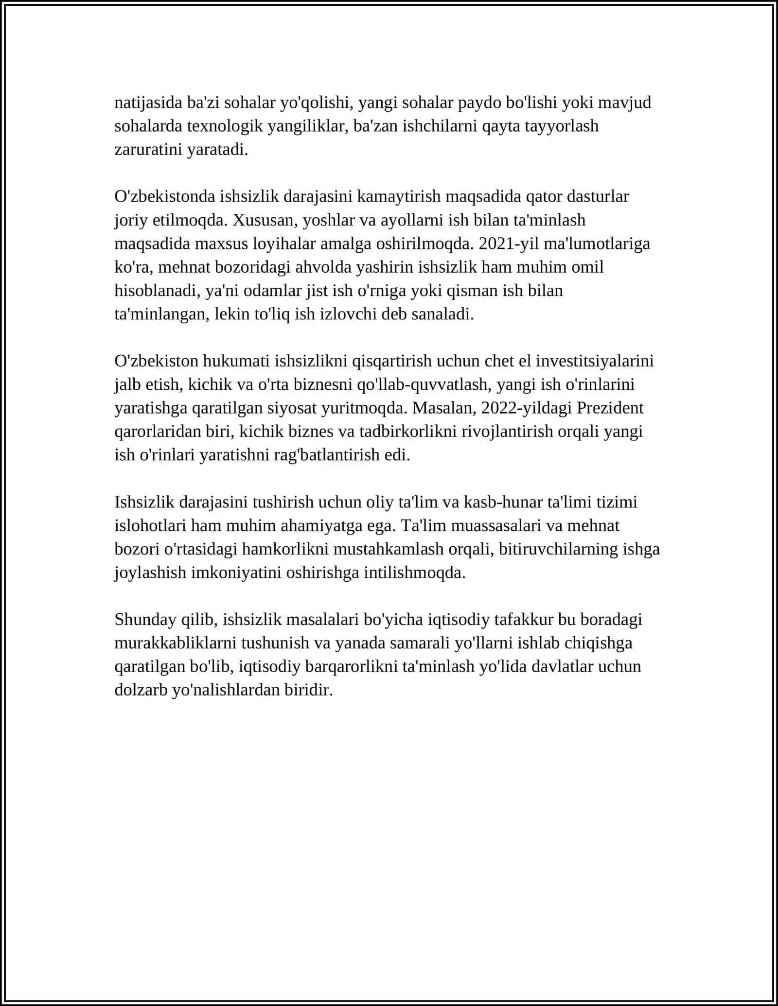 ISHSIZLIKNING IQTISODIY OQIBATLARI.OUKEN QONUNI 4