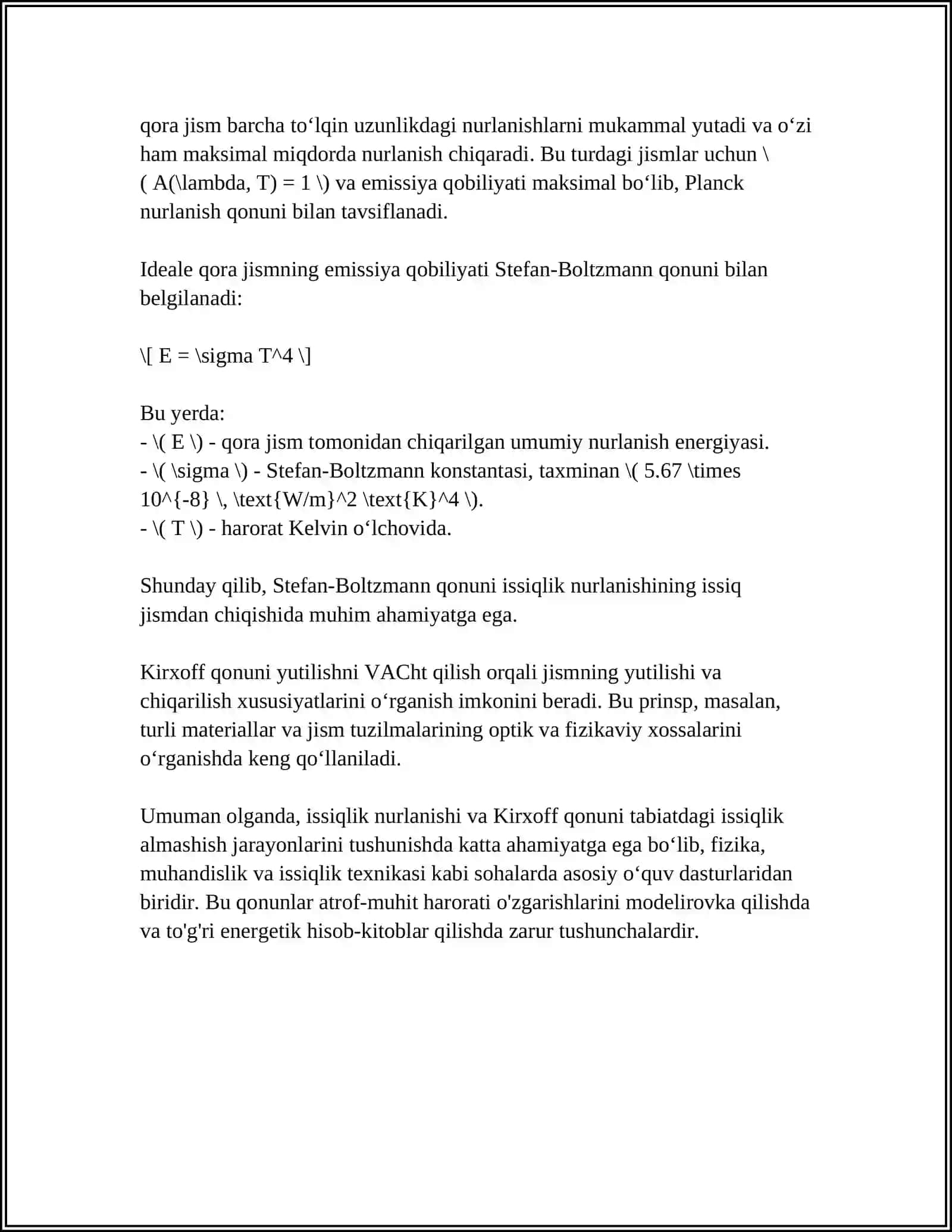 ISSIQLIK NURLANISHI KIRGOF QONUNI 4