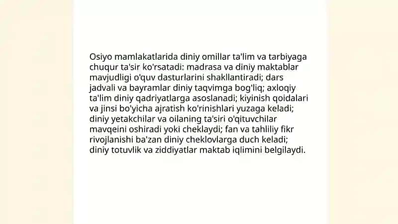 Osiyo mamlakatlarida ta'lim tarbiya jarayonlarining o'ziga xos xususiyatlari 4