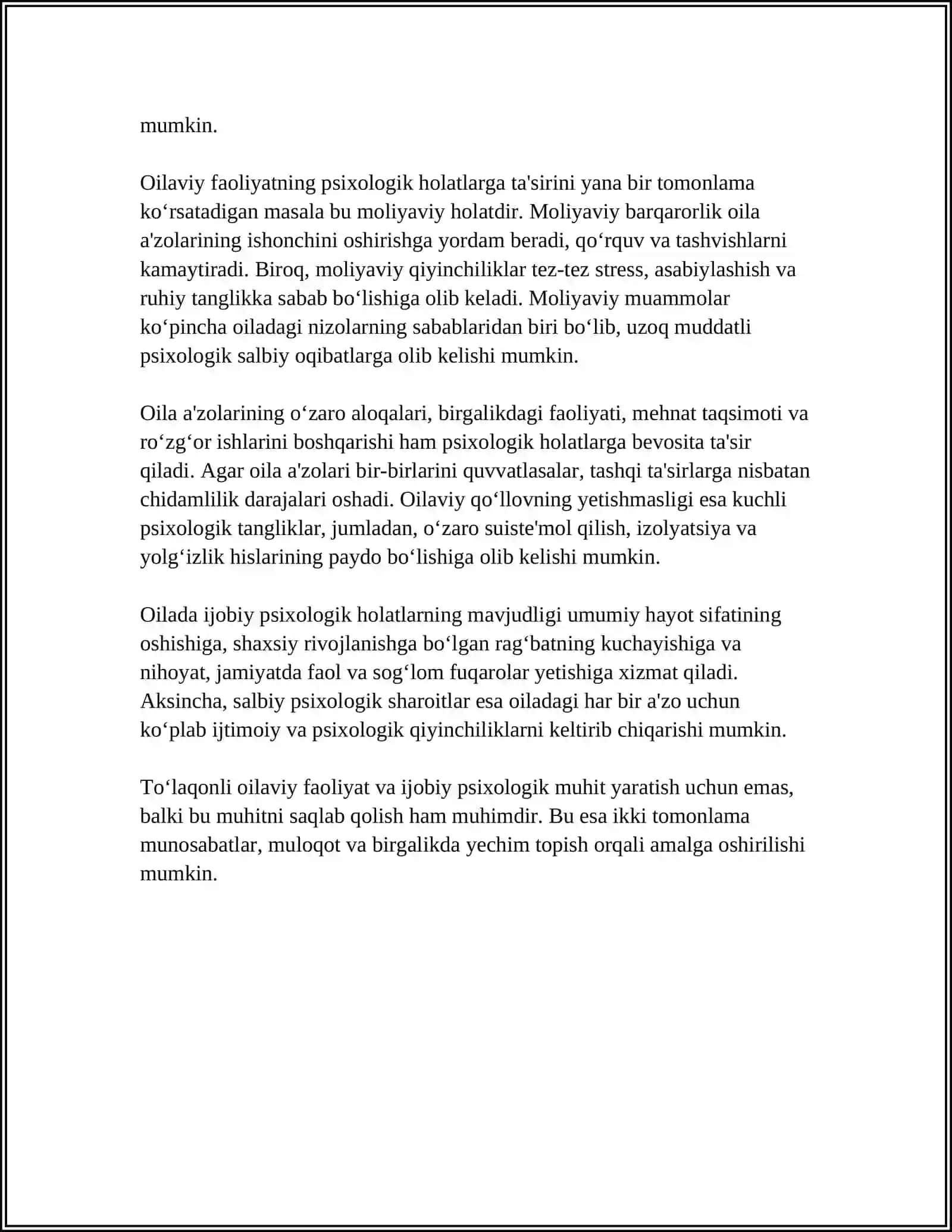 SHAXS HAYOTIDAGI ASOSIY FAOLIYAT TURLARI VA ULARNING PSIXOLOGIK HOLATLARNI TOʻPLASH VA TAHLIL QILISH 4