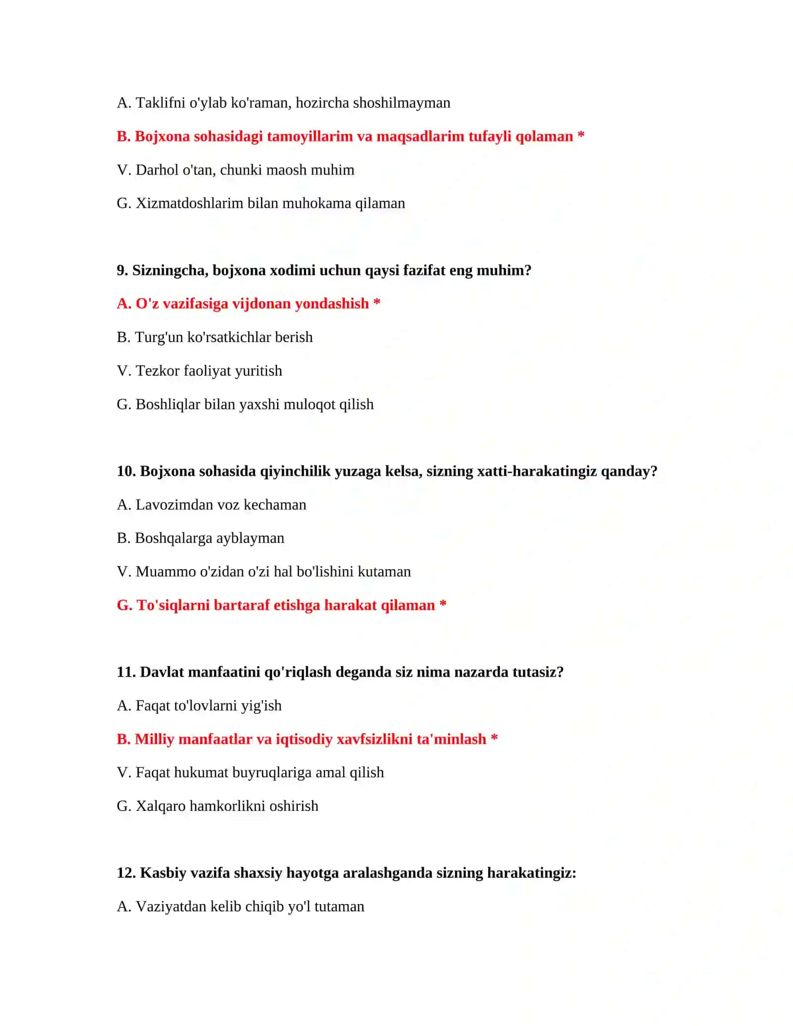 Bojxona IQ test bazasi 4