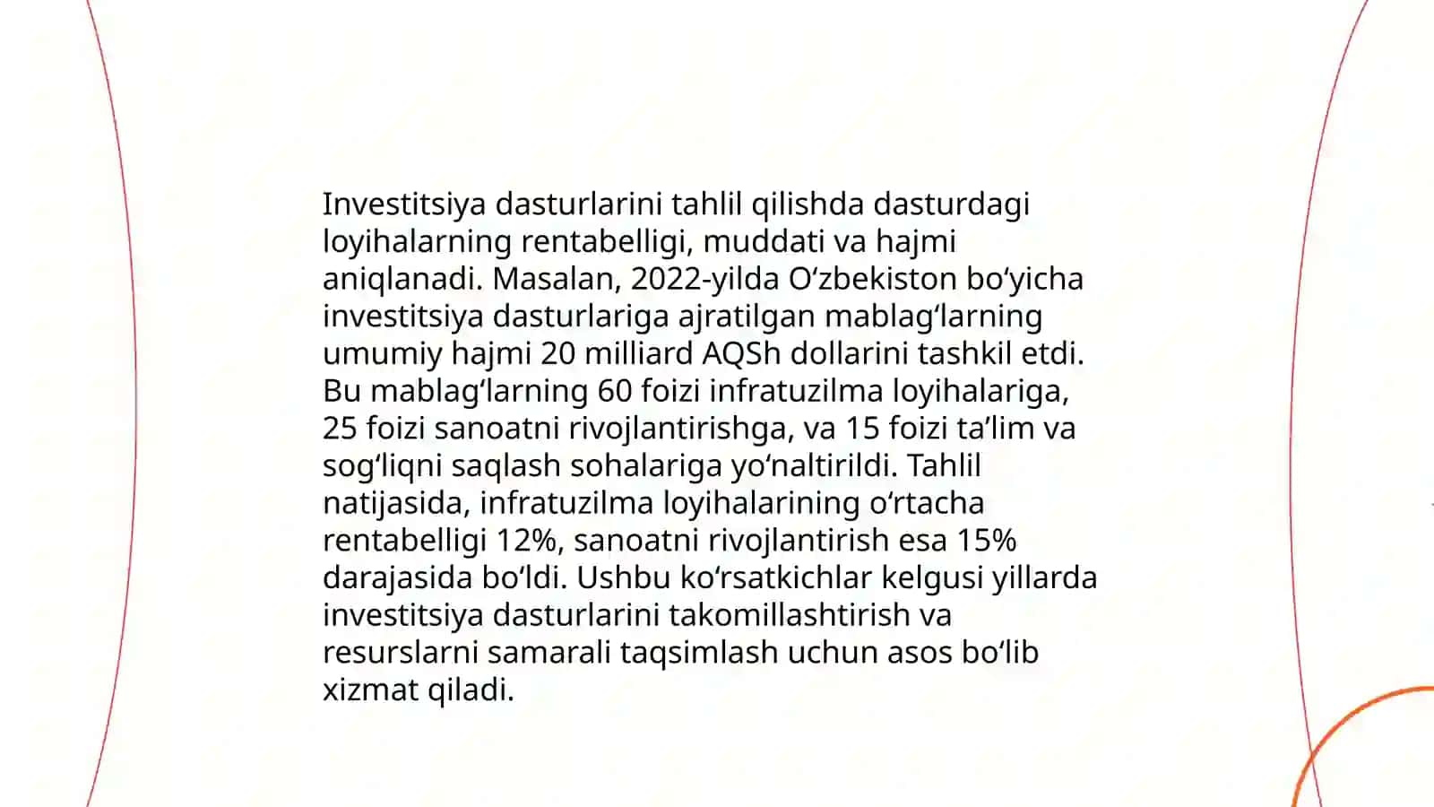 Investitsion loyihalarni qo'llab quvvatlash 4