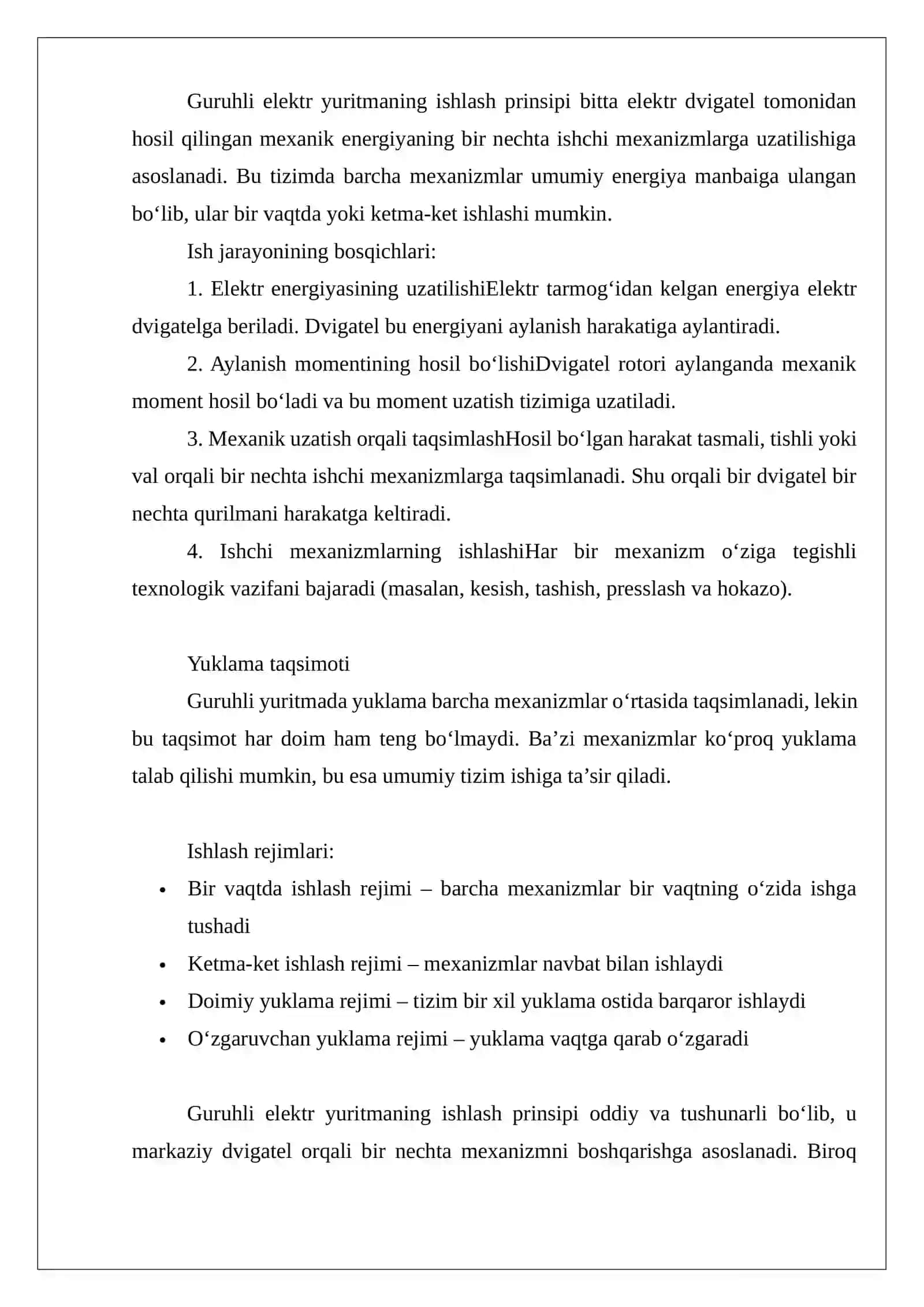 Guruhli elektr yuritmalar tahlili 4