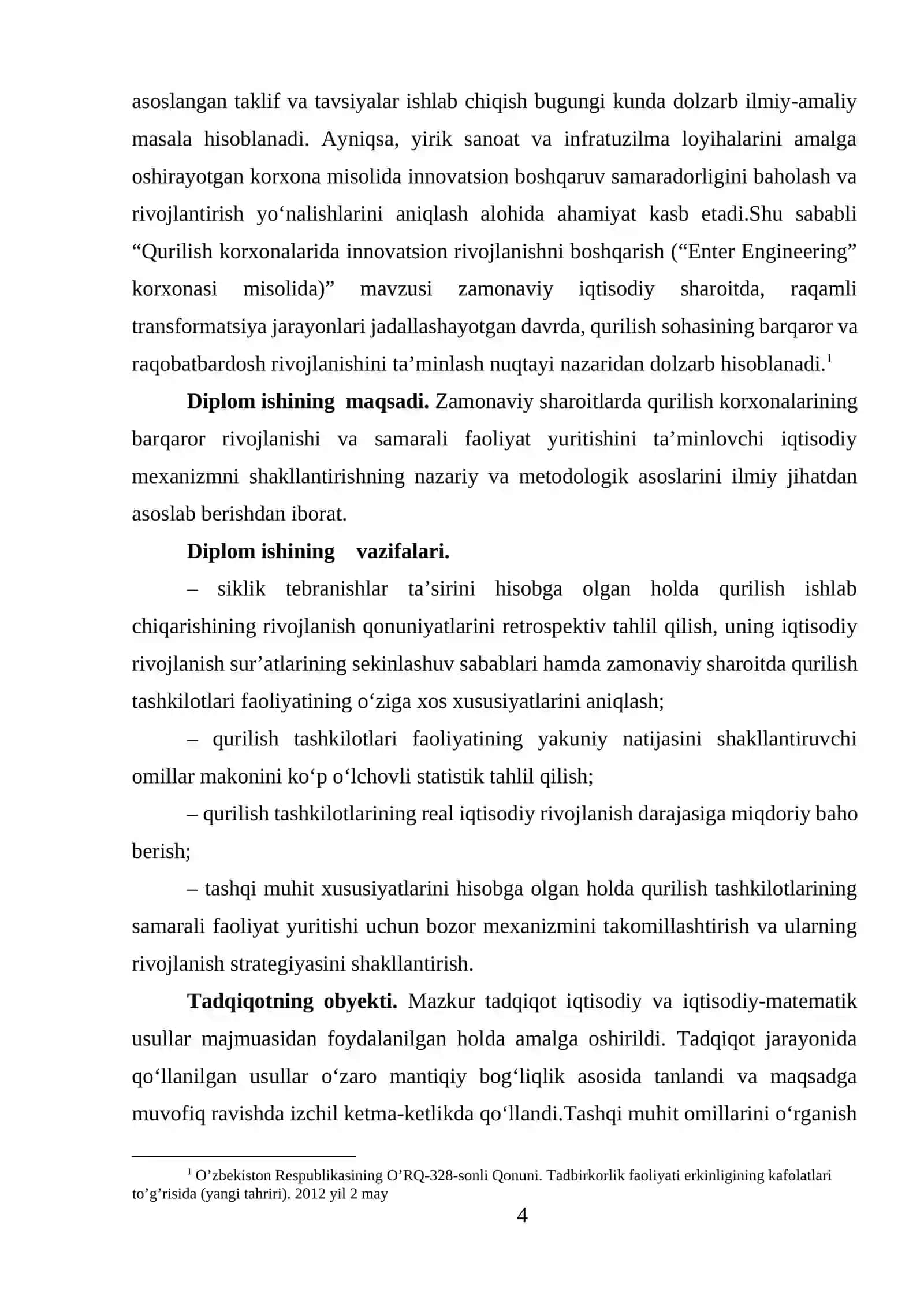 Qurilish korxonalarida innavatsion rivojlanishni boshqarish (Enter Engineering korxonasi misolida) 4