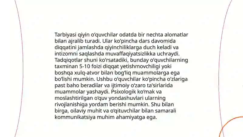 Tarbiyasi qiyinʼʼ oʻquvchilar bilan ishlashning pisixologik asoslari 4