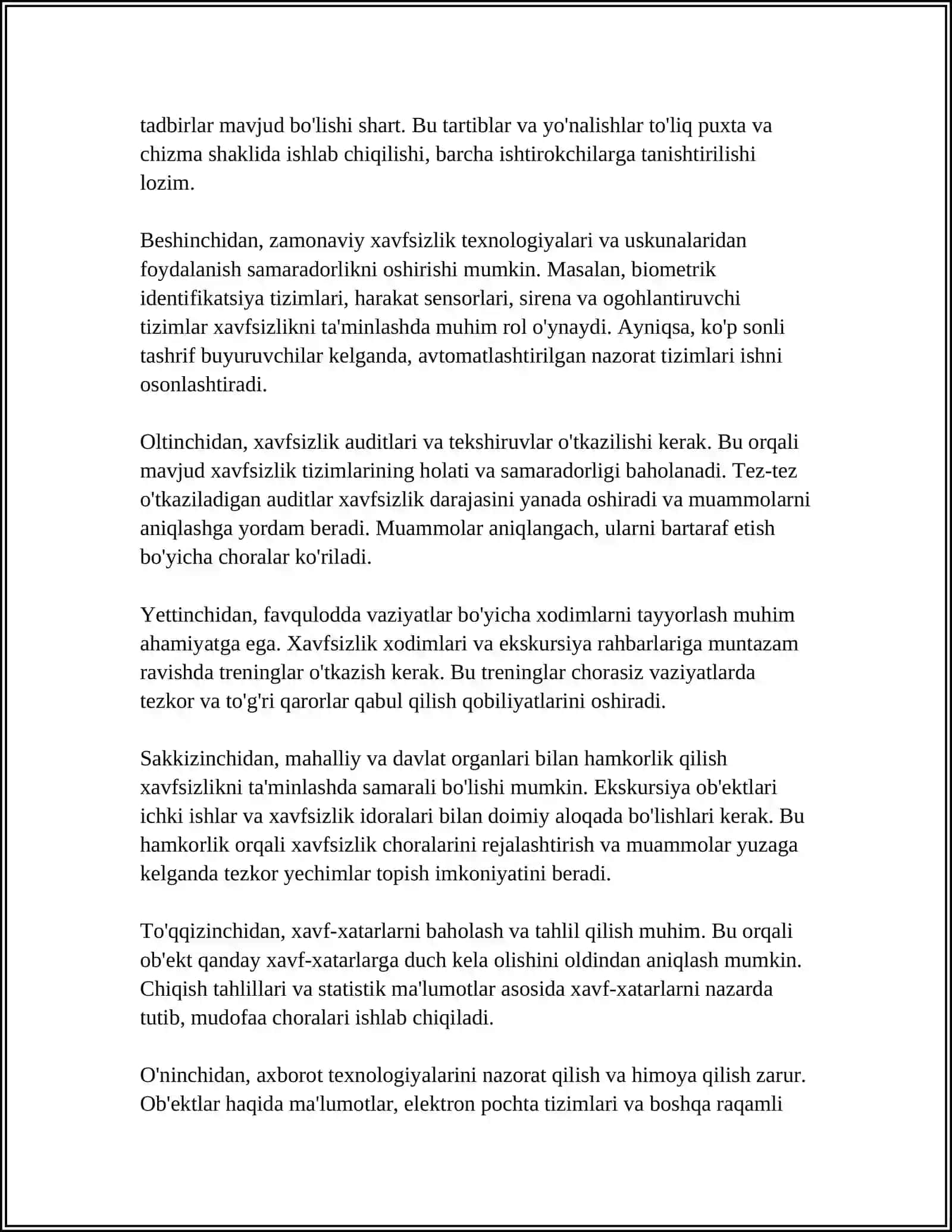 Ekskursiya xizmatida obyektlarni himoya qilish usullari 4