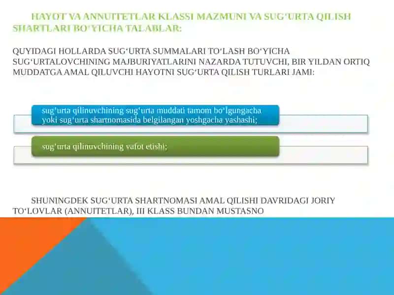 Hayot sug’urtasida sug’urta zahiralarini shakllantirish. 4
