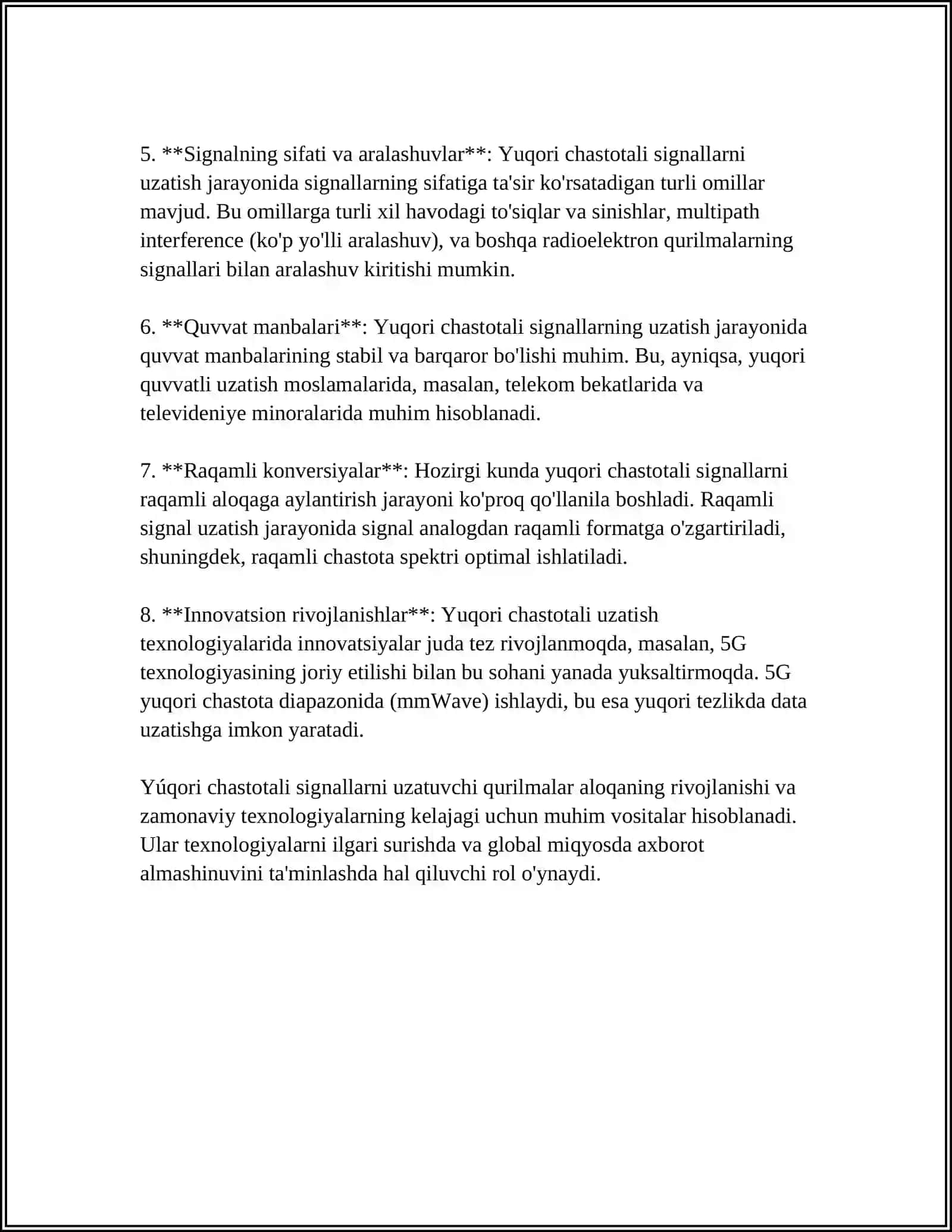 Yuqori chastotali signallarning uzatuvchi qurilmalari 4