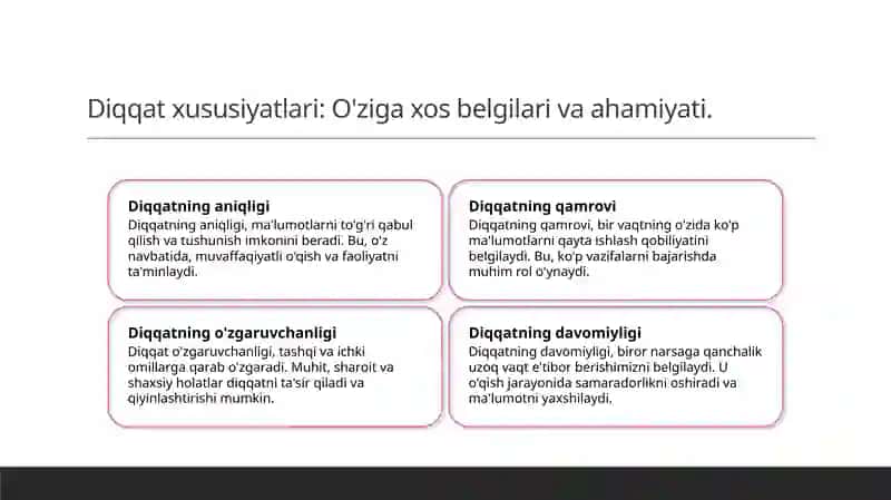 Diqqat haqida tushuncha va uning xususiyatlari 4