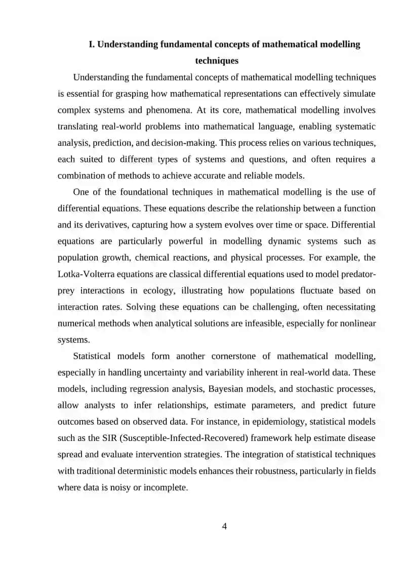 Mathematical Modelling Techniques 4