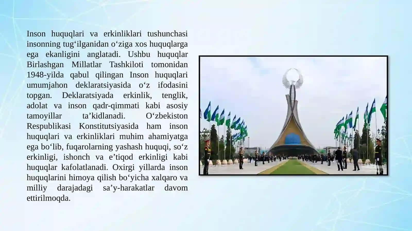 O'zbekistonda inson huquqlari va erkinliklari kafolatinining yaratilishi 4
