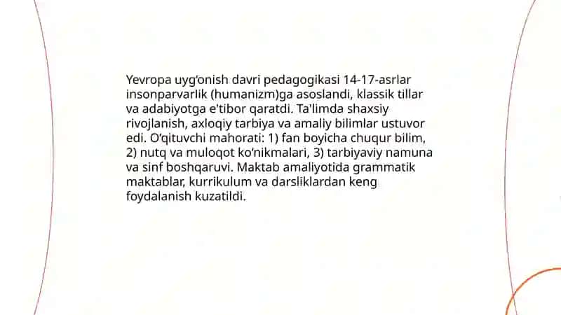 Pedagogik fikrlar tarixi va maktab amalyotida o‘qituvchi mahorati masalalari 4