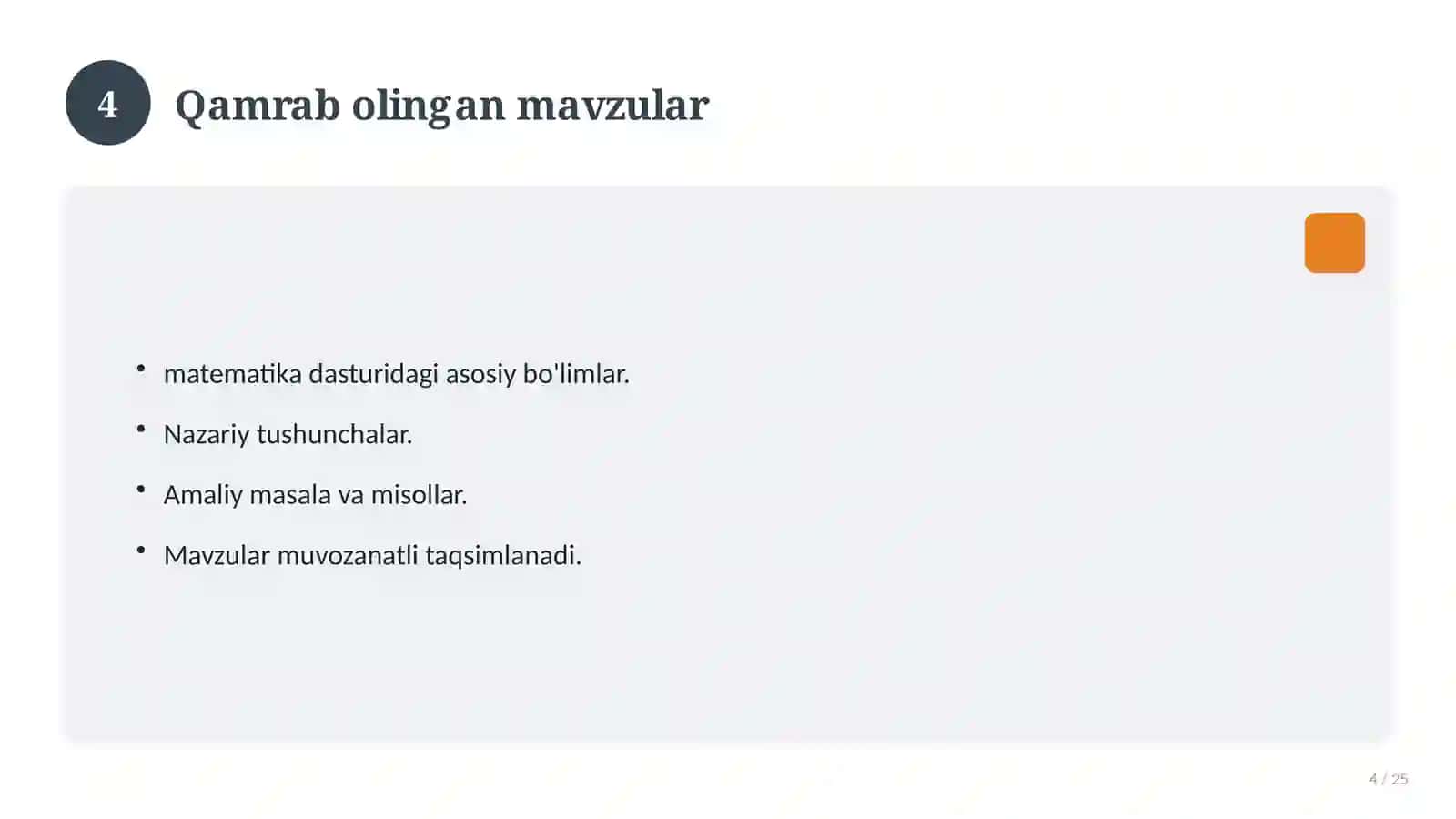 1-sinf Matematika Nazorat ishi 4