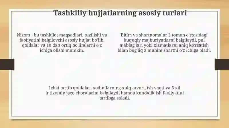 Tashkiliy hujjatlar va ularning turlari 4