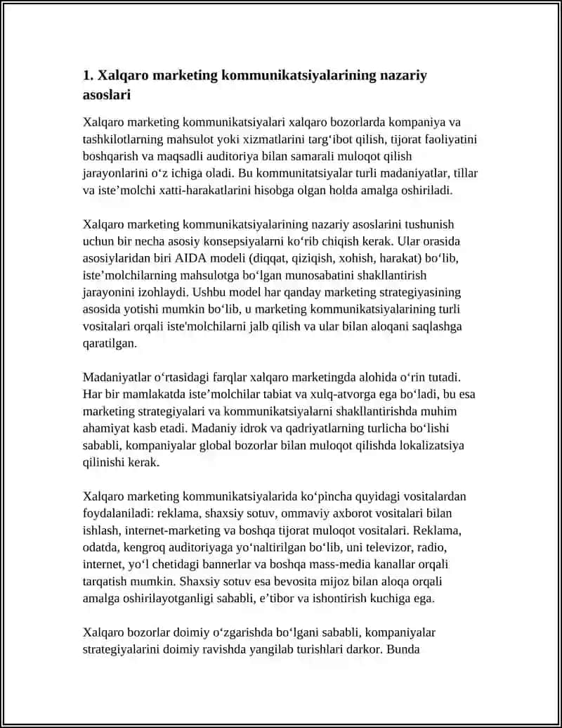 MAVZU: XALQARO MARKETING KOMMUNIKATSIYALARI 4