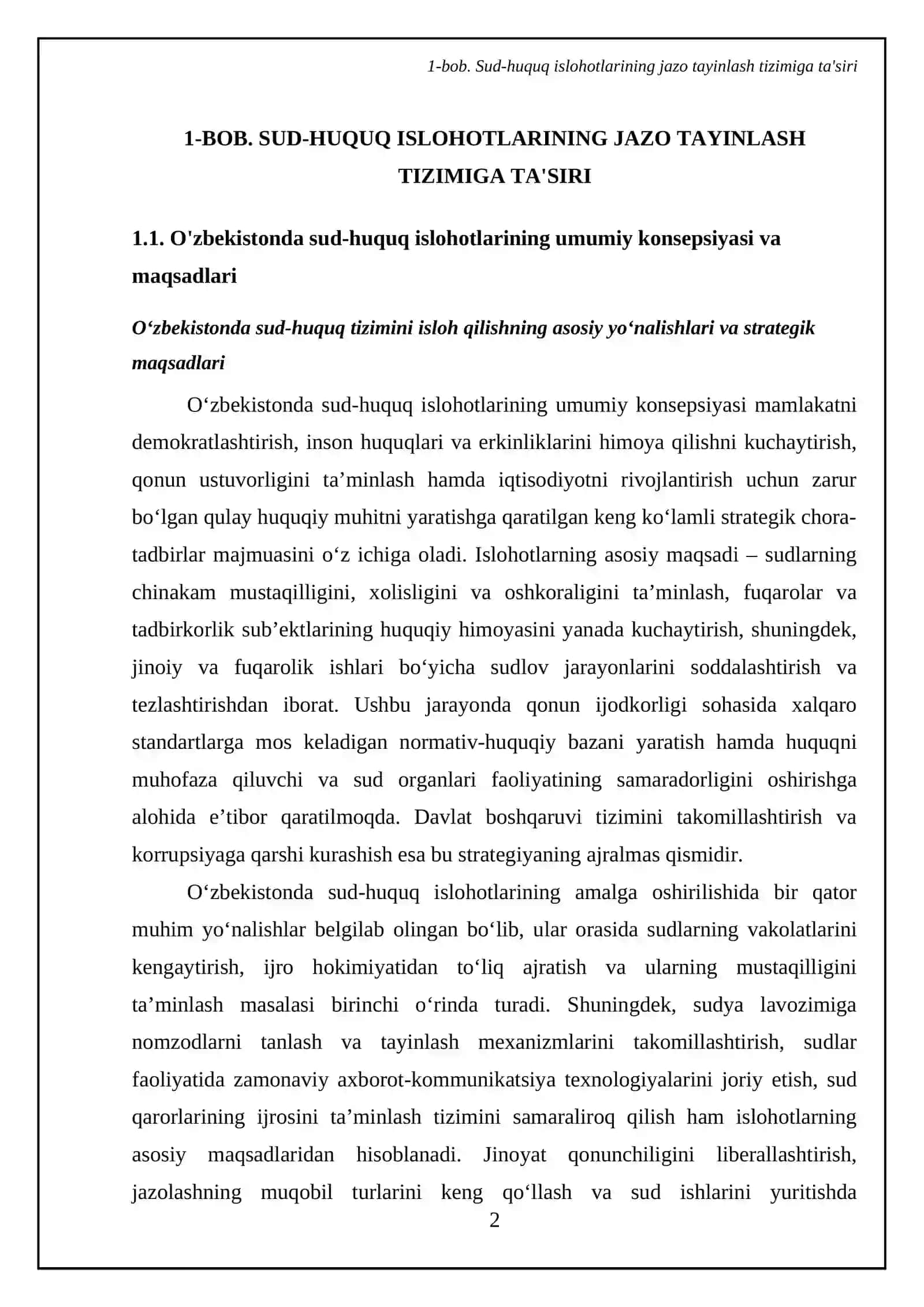 Sud-huquq islohotlari sharoitida jazo tayinlash qoidalarini liberallashtirish masalalari 4
