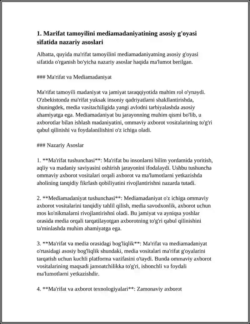 FIKIRGA QARSHI FIKR ĞOYAGA QARSHI ĞOYA JQHOLARGA QARSHI MARIFAT DEGAN TAMOYIL MEDIAMADANIYATINI ASOSIY ĞOYASI SIFATIDA 4