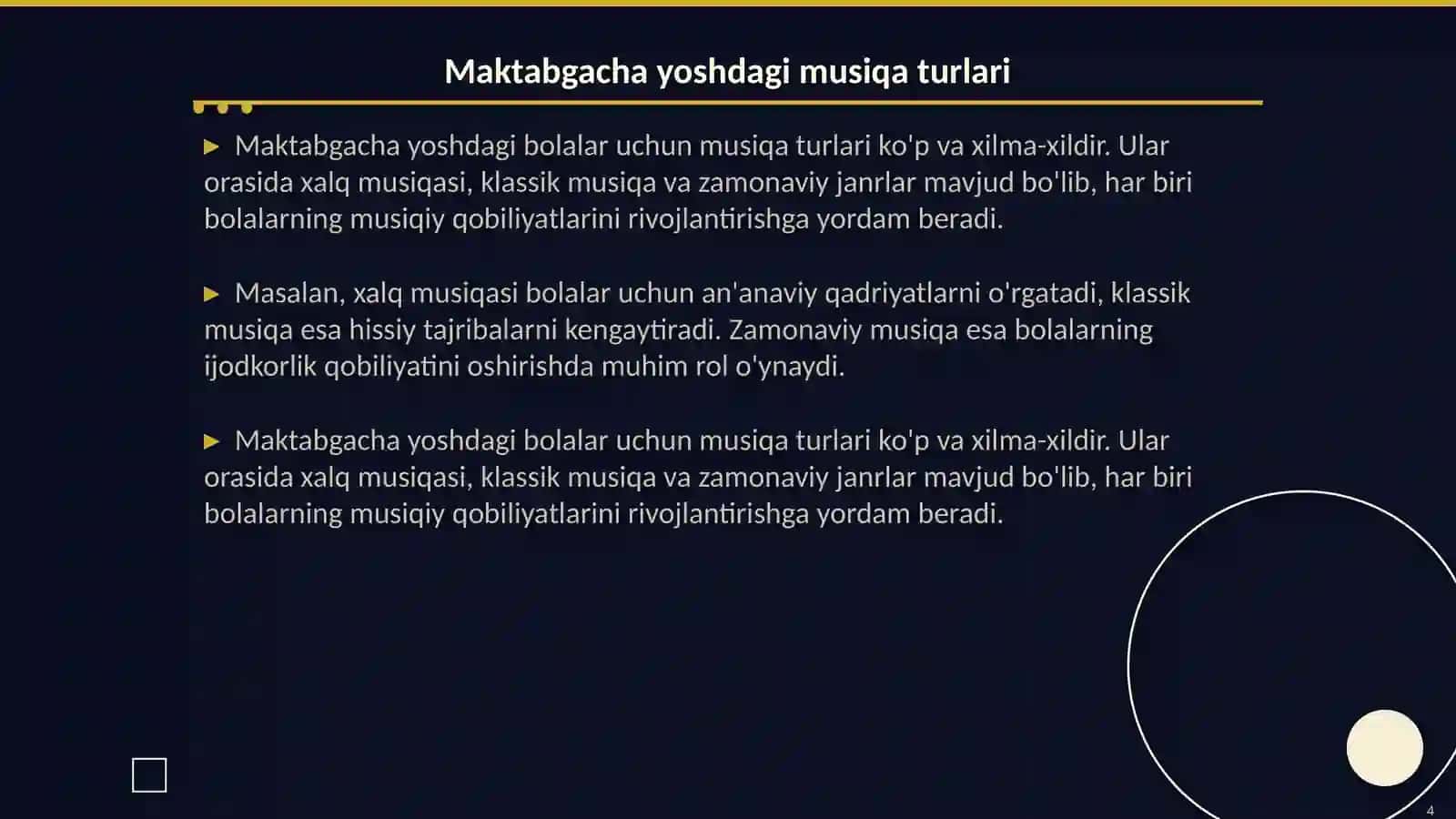 Maktabgacha kichik yoshdagi bolalarning musiqiy faoliyati mazmuni 4