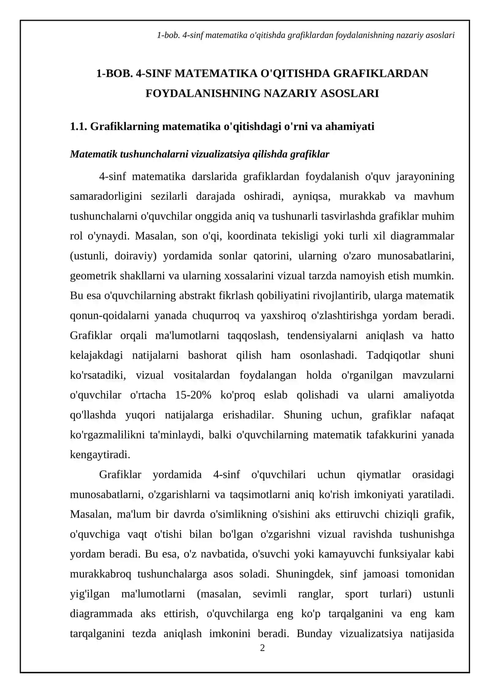 4-sinf matematika darslarida grafiklardan foydalanish metodikasi 4