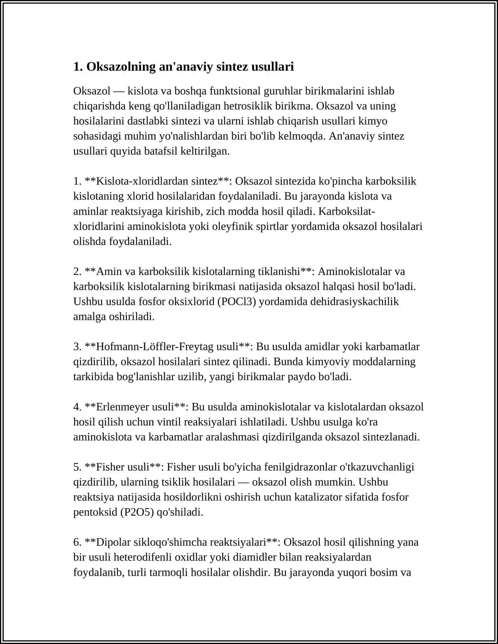 OKSAZOLNING SINTEZ USULLARI 4