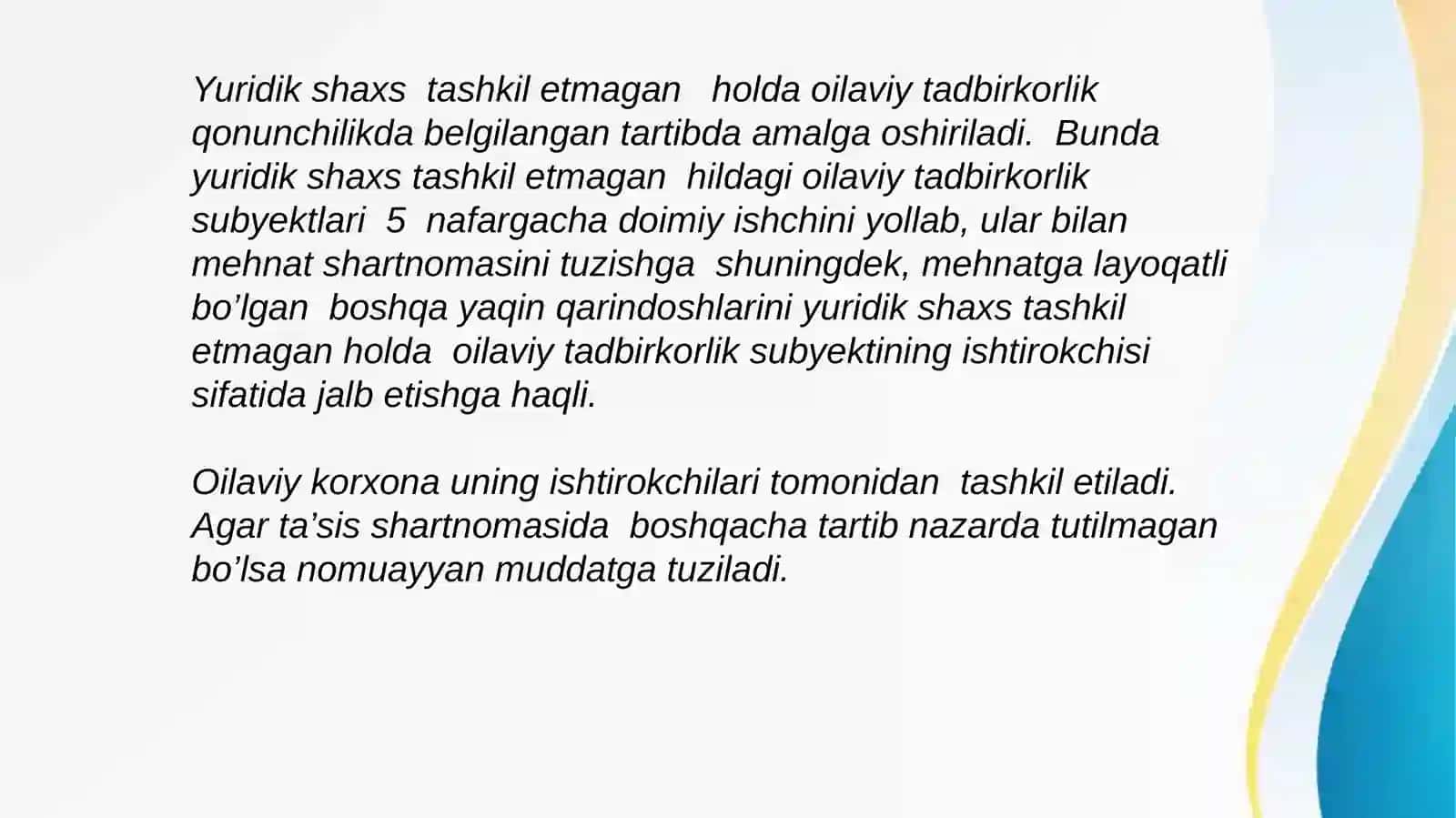 Oilaviy tadbirkorlik to’g’risidagi qonun 4