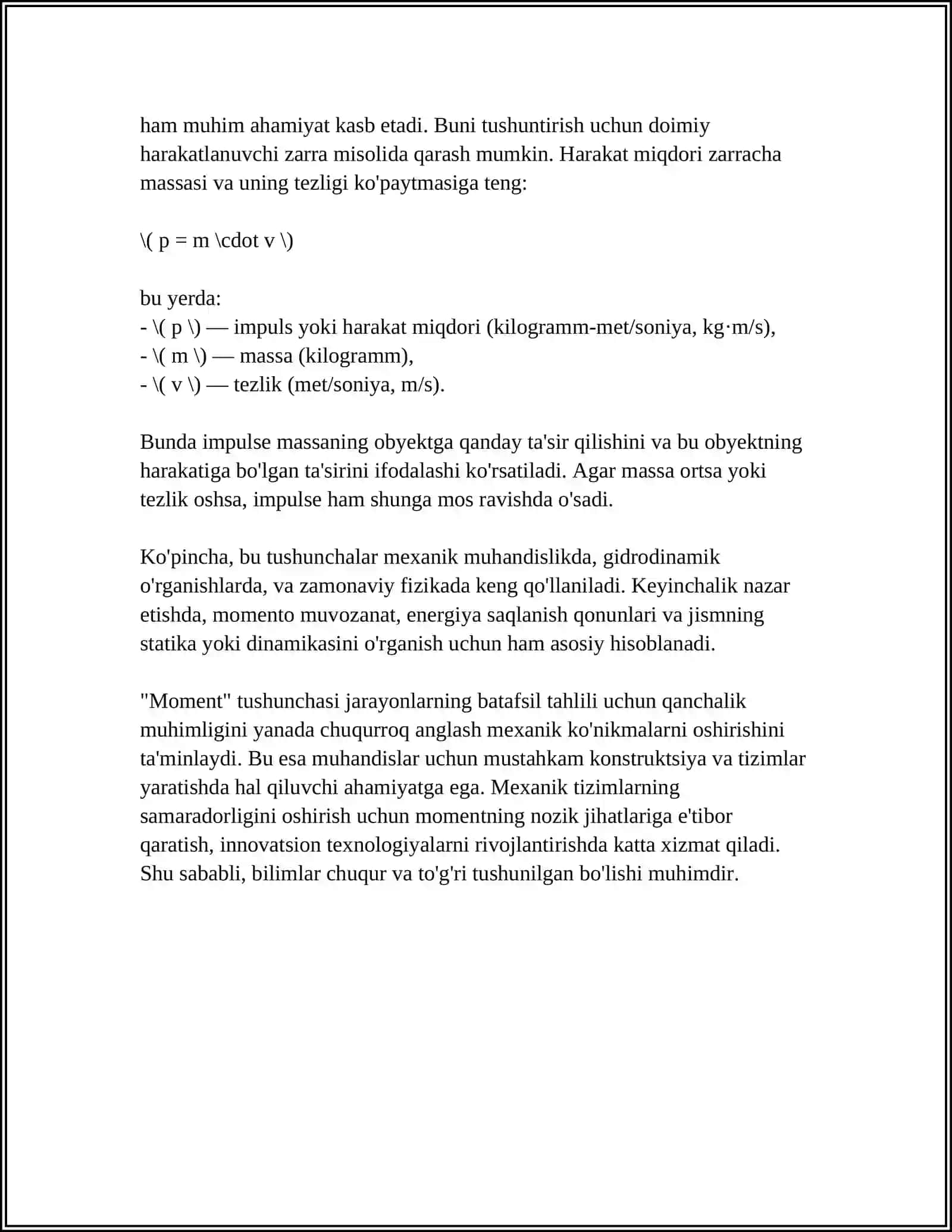 4. YUQORI TARTIBLI BOSHLANG‘ICH MOMENTLARNI QUYI TARTIBLI MOMENTLAR ORQALI IFODALASH 4