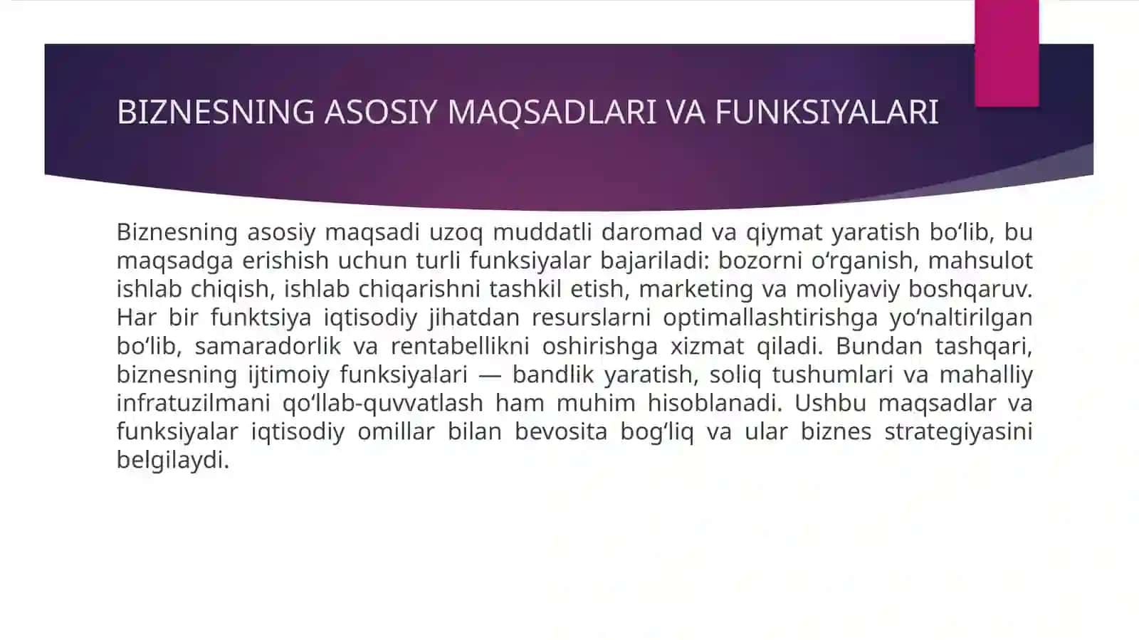 Bizness yuritishda iqtisodiy omillar 4