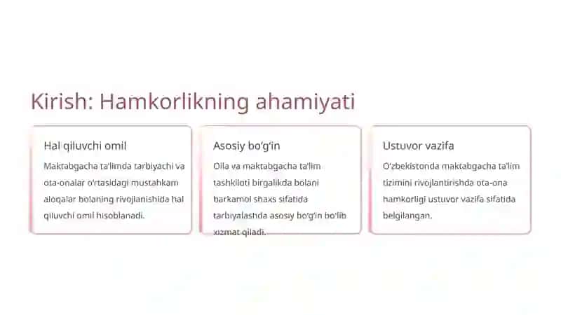 Maktabgachata’lim tashkiloti tarbiyachilar va ota-onalar hamkorligi 4