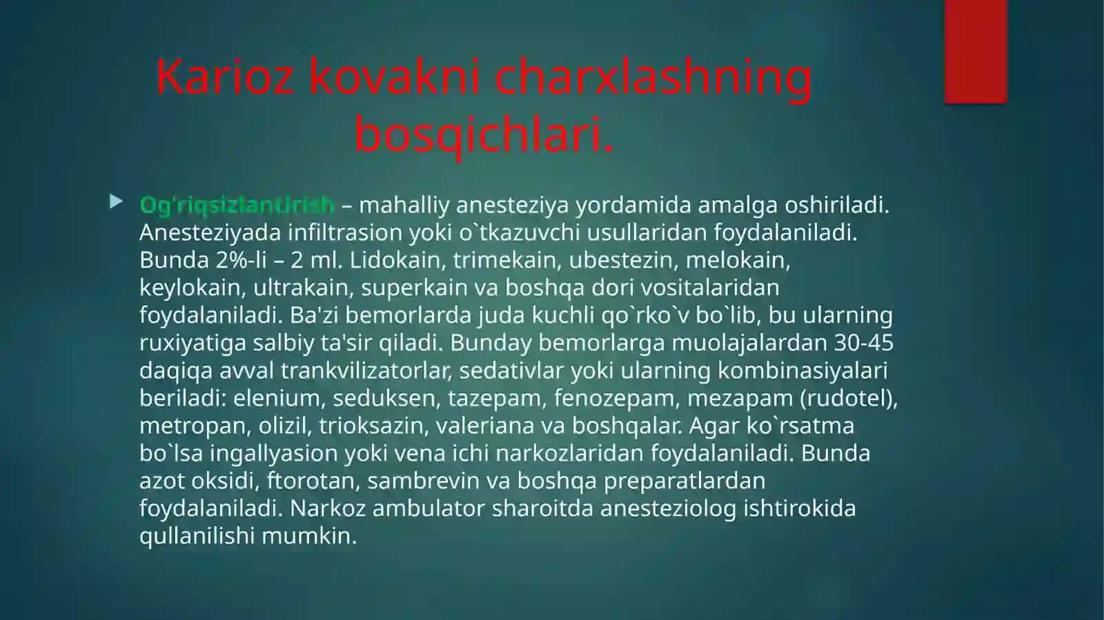 FANTOMLARDA II SINF KARIOZ BO'SHLIQLARNI CHARXLASH VA PLOMBALAS 4